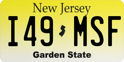 NJ license plate I49MSF