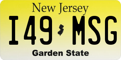 NJ license plate I49MSG