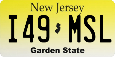 NJ license plate I49MSL