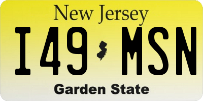 NJ license plate I49MSN