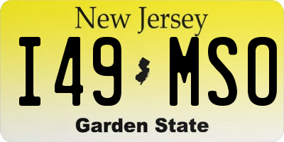NJ license plate I49MSO