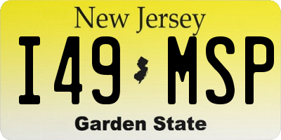 NJ license plate I49MSP