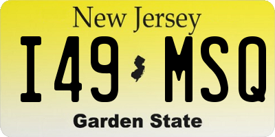 NJ license plate I49MSQ