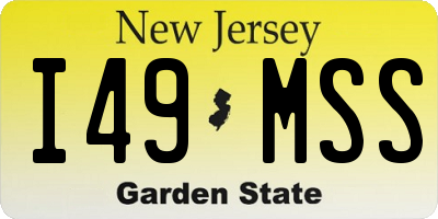 NJ license plate I49MSS
