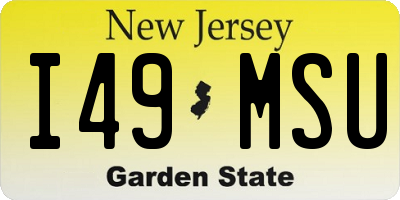 NJ license plate I49MSU