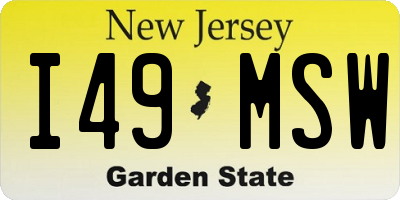 NJ license plate I49MSW