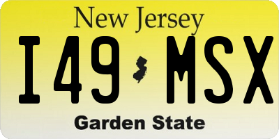 NJ license plate I49MSX