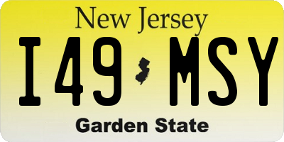 NJ license plate I49MSY
