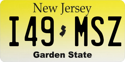 NJ license plate I49MSZ