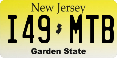 NJ license plate I49MTB