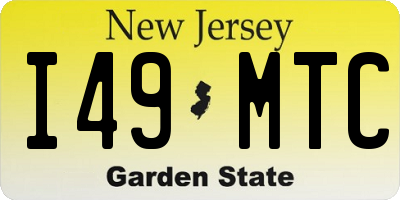 NJ license plate I49MTC