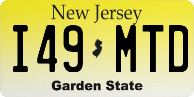NJ license plate I49MTD