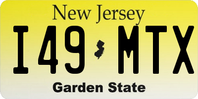 NJ license plate I49MTX