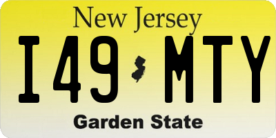 NJ license plate I49MTY