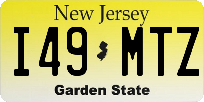NJ license plate I49MTZ