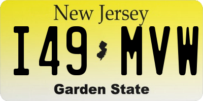 NJ license plate I49MVW
