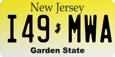 NJ license plate I49MWA