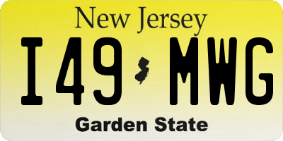 NJ license plate I49MWG