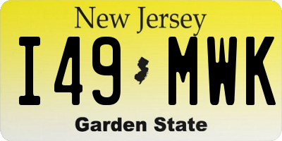 NJ license plate I49MWK