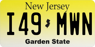 NJ license plate I49MWN