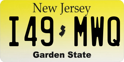 NJ license plate I49MWQ