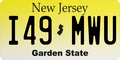 NJ license plate I49MWU