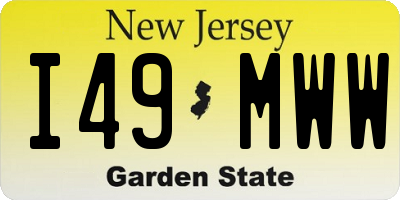 NJ license plate I49MWW