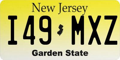 NJ license plate I49MXZ