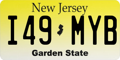 NJ license plate I49MYB