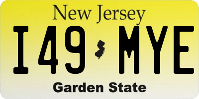 NJ license plate I49MYE