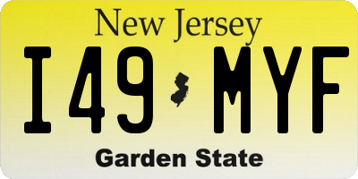 NJ license plate I49MYF