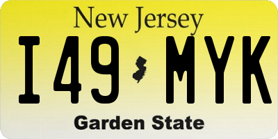 NJ license plate I49MYK