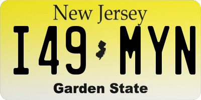 NJ license plate I49MYN