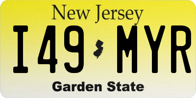 NJ license plate I49MYR
