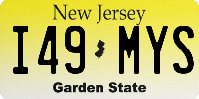 NJ license plate I49MYS