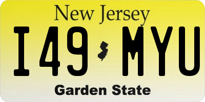 NJ license plate I49MYU