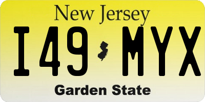 NJ license plate I49MYX