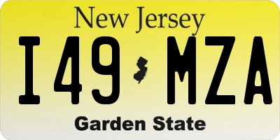 NJ license plate I49MZA