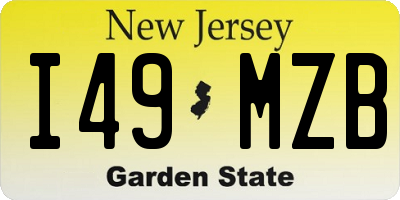NJ license plate I49MZB