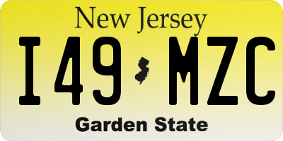 NJ license plate I49MZC