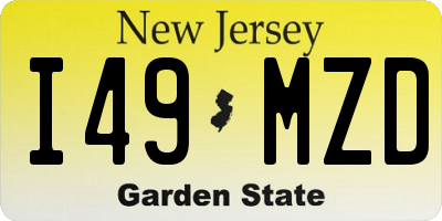 NJ license plate I49MZD