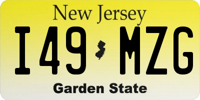 NJ license plate I49MZG