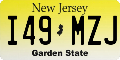 NJ license plate I49MZJ