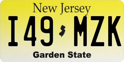 NJ license plate I49MZK