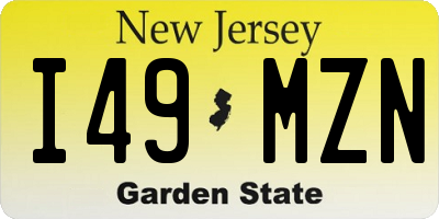 NJ license plate I49MZN