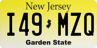 NJ license plate I49MZQ