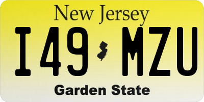 NJ license plate I49MZU