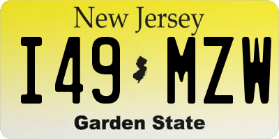 NJ license plate I49MZW