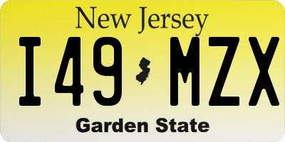 NJ license plate I49MZX