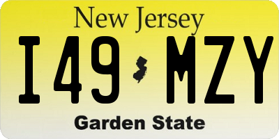 NJ license plate I49MZY